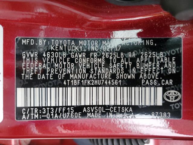 Photo 11 VIN: 4T1BF1FK2HU744561 - TOYOTA CAMRY LE 