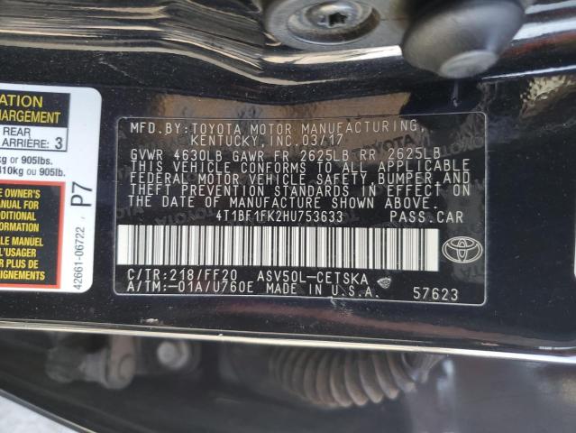 Photo 11 VIN: 4T1BF1FK2HU753633 - TOYOTA CAMRY LE 