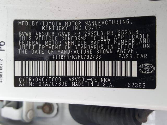 Photo 9 VIN: 4T1BF1FK2HU792738 - TOYOTA CAMRY LE 