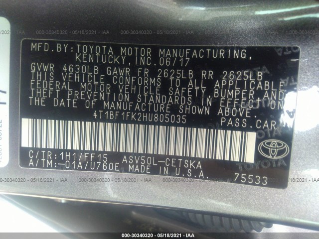 Photo 8 VIN: 4T1BF1FK2HU805035 - TOYOTA CAMRY 