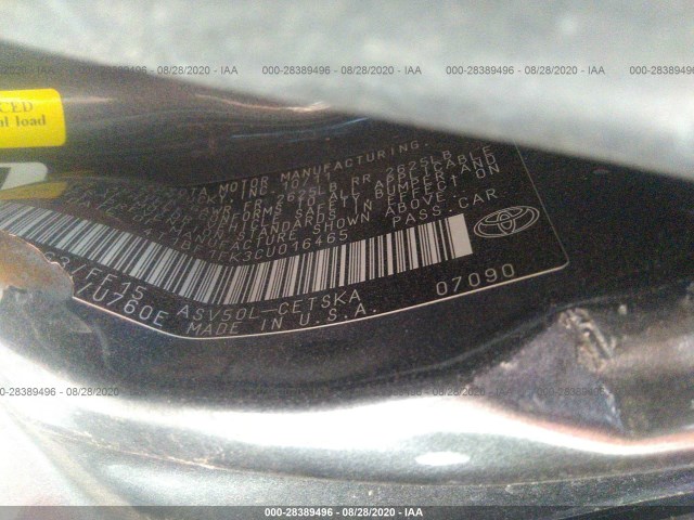 Photo 8 VIN: 4T1BF1FK3CU016465 - TOYOTA CAMRY 