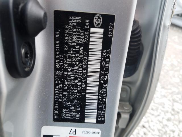 Photo 9 VIN: 4T1BF1FK3CU058327 - TOYOTA CAMRY BASE 