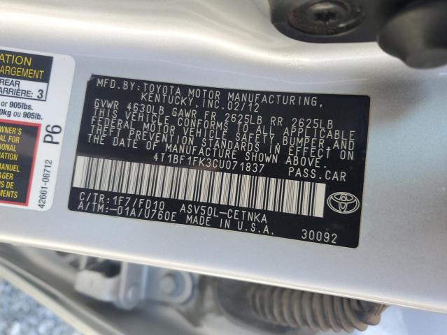 Photo 11 VIN: 4T1BF1FK3CU071837 - TOYOTA CAMRY BASE 