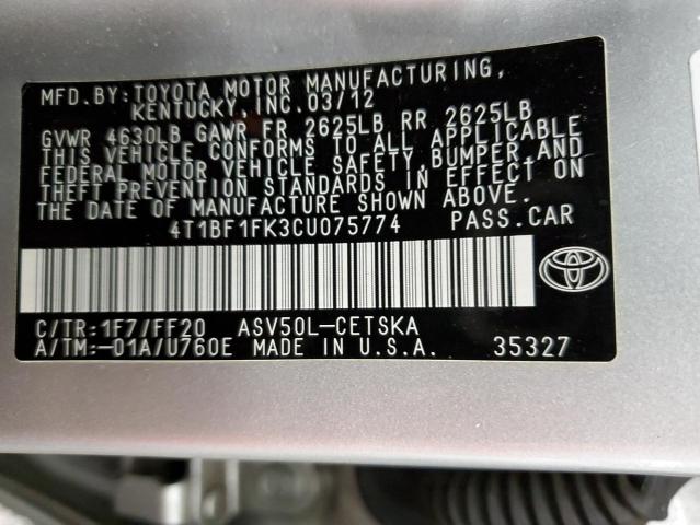 Photo 11 VIN: 4T1BF1FK3CU075774 - TOYOTA CAMRY BASE 