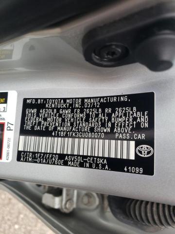 Photo 9 VIN: 4T1BF1FK3CU080070 - TOYOTA CAMRY BASE 