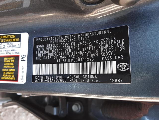 Photo 9 VIN: 4T1BF1FK3CU101225 - TOYOTA CAMRY BASE 