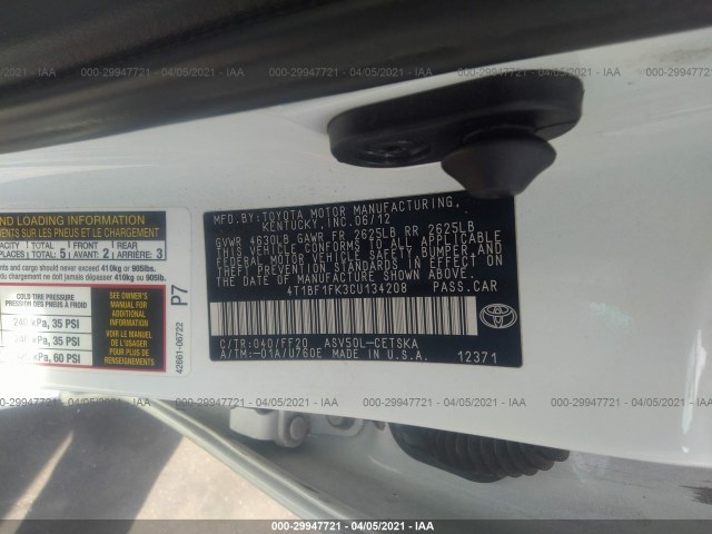 Photo 7 VIN: 4T1BF1FK3CU134208 - TOYOTA CAMRY 