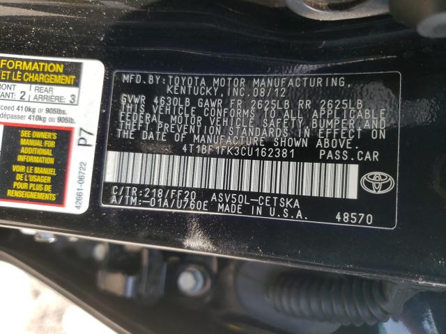 Photo 9 VIN: 4T1BF1FK3CU162381 - TOYOTA CAMRY BASE 