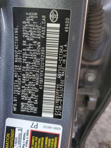 Photo 11 VIN: 4T1BF1FK3CU162994 - TOYOTA CAMRY BASE 