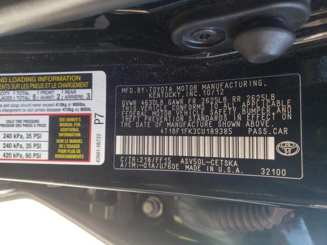 Photo 9 VIN: 4T1BF1FK3CU189385 - TOYOTA CAMRY BASE 