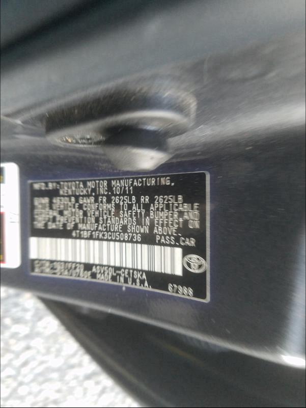 Photo 9 VIN: 4T1BF1FK3CU508736 - TOYOTA CAMRY BASE 