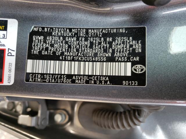 Photo 9 VIN: 4T1BF1FK3CU548556 - TOYOTA CAMRY 