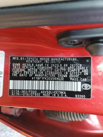 Photo 11 VIN: 4T1BF1FK3CU569522 - TOYOTA CAMRY 