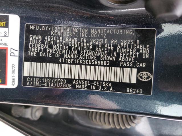 Photo 11 VIN: 4T1BF1FK3CU589883 - TOYOTA CAMRY BASE 