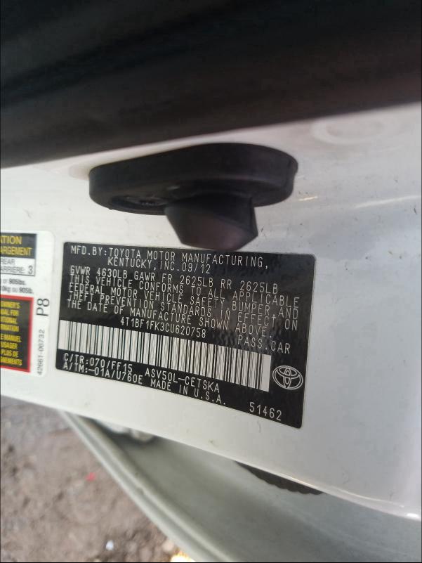 Photo 9 VIN: 4T1BF1FK3CU620758 - TOYOTA CAMRY BASE 