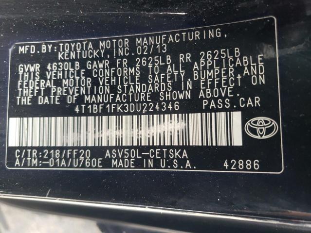 Photo 12 VIN: 4T1BF1FK3DU224346 - TOYOTA CAMRY L 