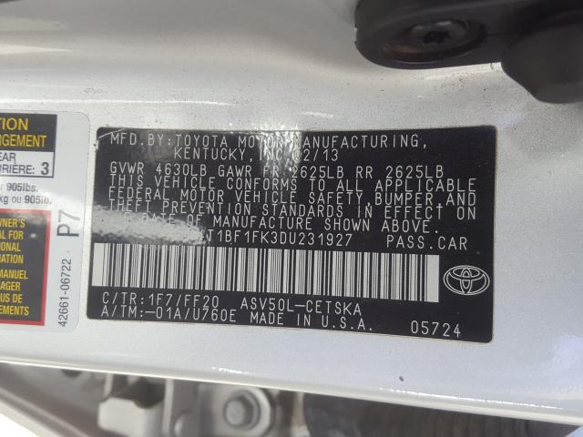 Photo 9 VIN: 4T1BF1FK3DU231927 - TOYOTA CAMRY L 