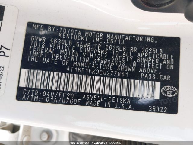 Photo 8 VIN: 4T1BF1FK3DU277841 - TOYOTA CAMRY 