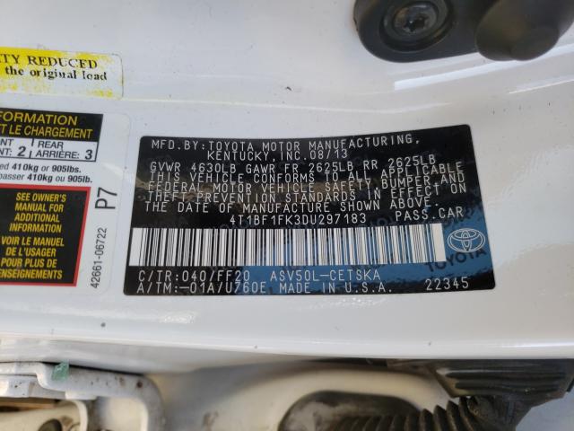 Photo 9 VIN: 4T1BF1FK3DU297183 - TOYOTA CAMRY L 