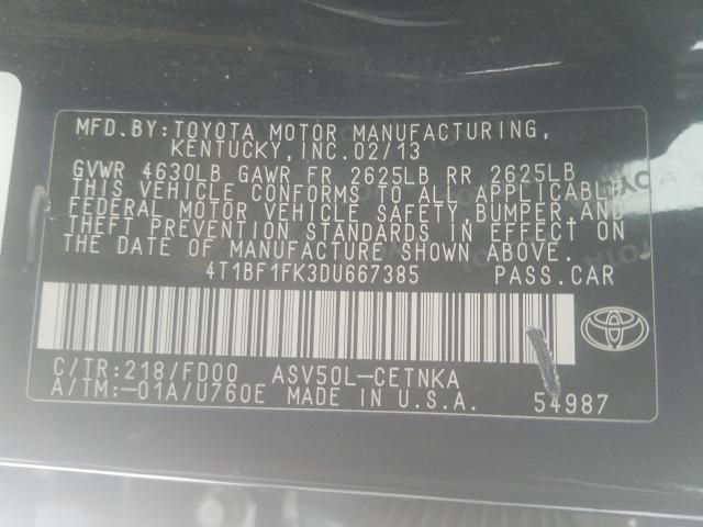 Photo 9 VIN: 4T1BF1FK3DU667385 - TOYOTA CAMRY L 