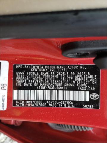 Photo 9 VIN: 4T1BF1FK3DU669489 - TOYOTA CAMRY L 