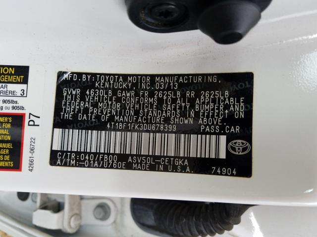 Photo 9 VIN: 4T1BF1FK3DU678399 - TOYOTA CAMRY L 