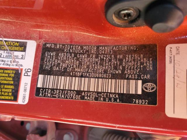 Photo 11 VIN: 4T1BF1FK3DU680623 - TOYOTA CAMRY L 