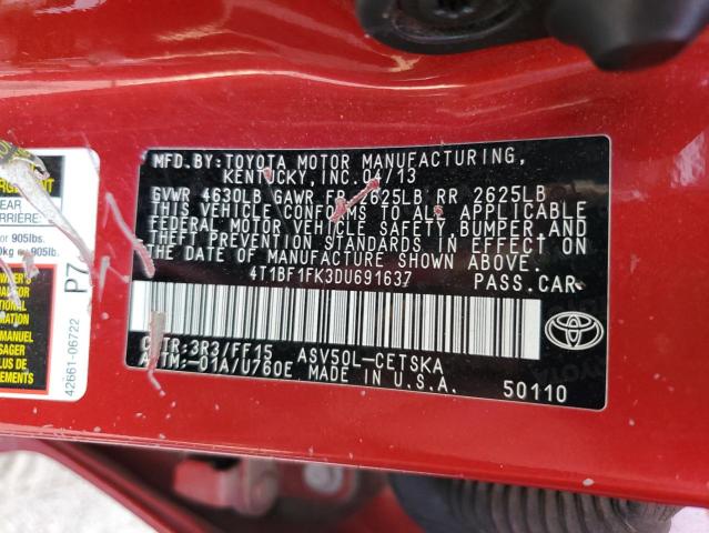 Photo 11 VIN: 4T1BF1FK3DU691637 - TOYOTA CAMRY L 