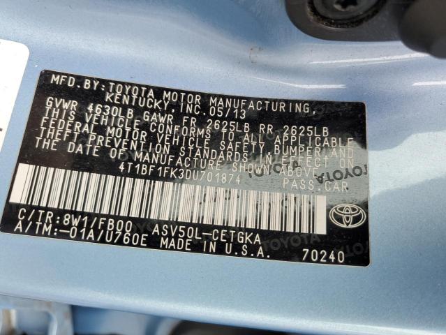 Photo 11 VIN: 4T1BF1FK3DU701874 - TOYOTA CAMRY 