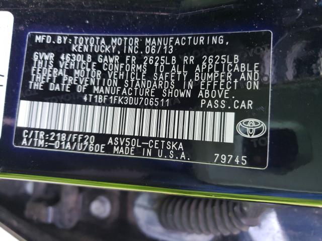 Photo 9 VIN: 4T1BF1FK3DU706511 - TOYOTA CAMRY L 