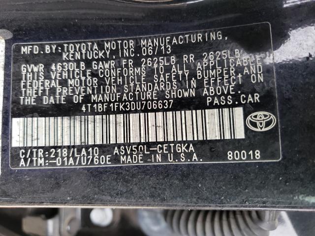 Photo 9 VIN: 4T1BF1FK3DU706637 - TOYOTA CAMRY L 