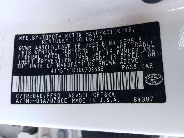 Photo 9 VIN: 4T1BF1FK3DU708565 - TOYOTA CAMRY L 