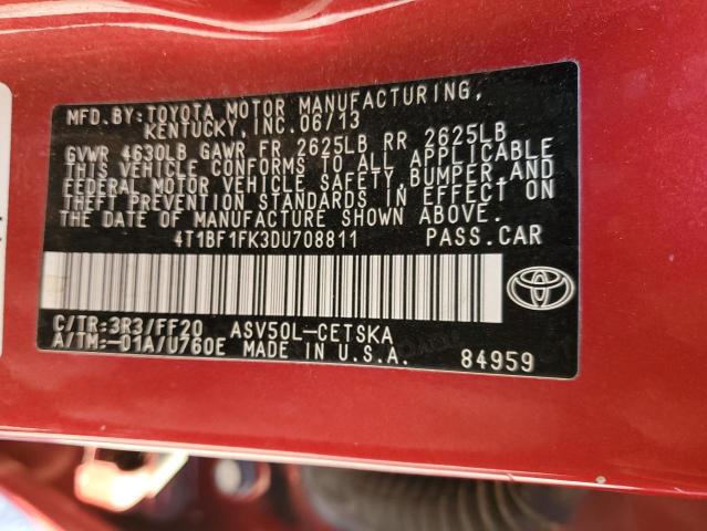 Photo 12 VIN: 4T1BF1FK3DU708811 - TOYOTA CAMRY L 