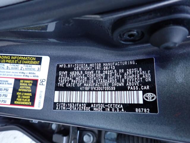 Photo 9 VIN: 4T1BF1FK3DU709599 - TOYOTA CAMRY L 