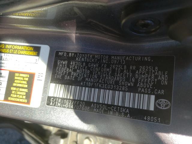 Photo 9 VIN: 4T1BF1FK3EU313285 - TOYOTA CAMRY L 