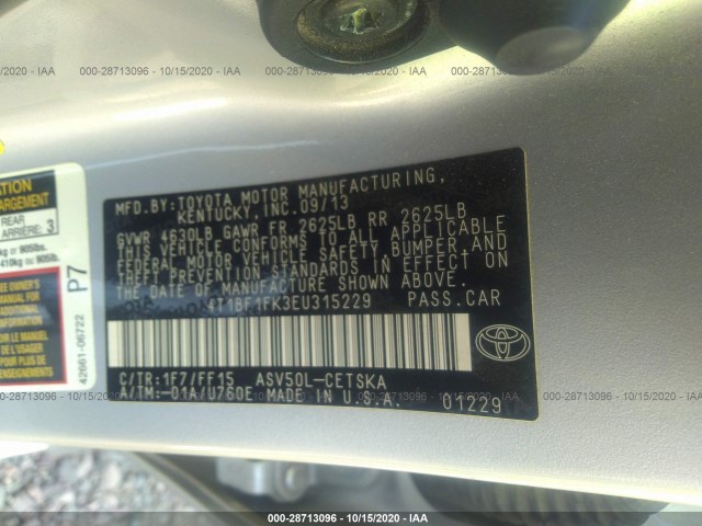 Photo 8 VIN: 4T1BF1FK3EU315229 - TOYOTA CAMRY 