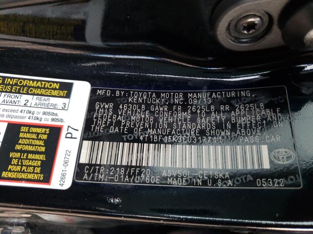 Photo 9 VIN: 4T1BF1FK3EU317711 - TOYOTA CAMRY L 