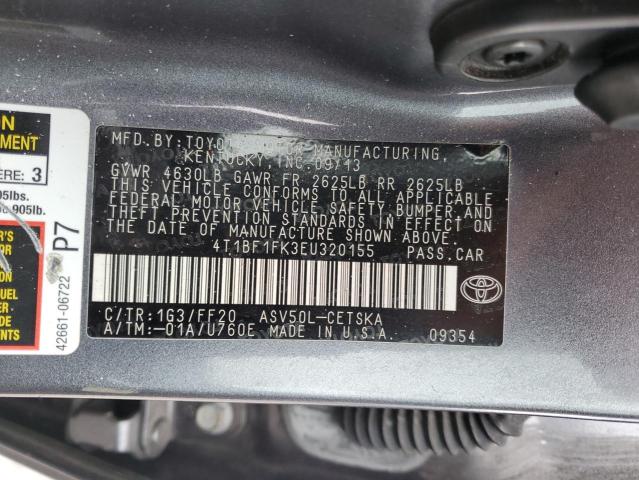 Photo 12 VIN: 4T1BF1FK3EU320155 - TOYOTA CAMRY L 