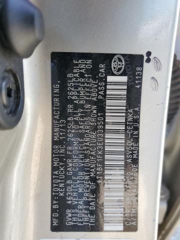 Photo 11 VIN: 4T1BF1FK3EU339501 - TOYOTA CAMRY L 