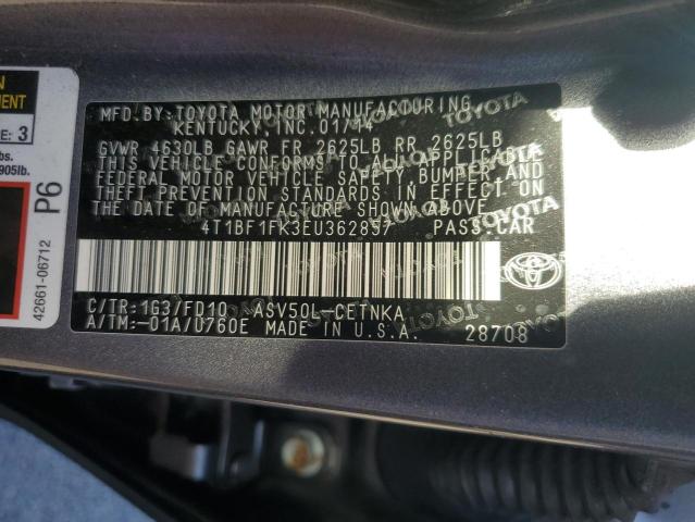 Photo 12 VIN: 4T1BF1FK3EU362857 - TOYOTA CAMRY L 