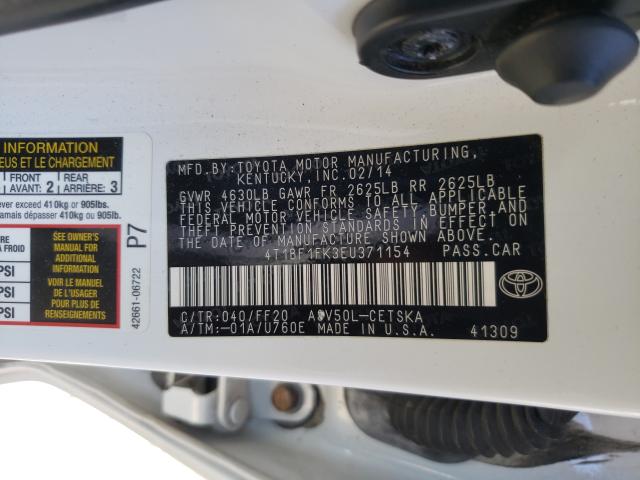 Photo 9 VIN: 4T1BF1FK3EU371154 - TOYOTA CAMRY L 