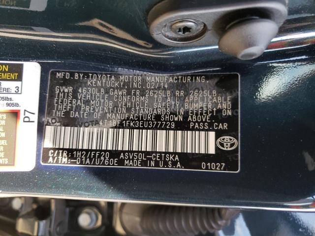 Photo 9 VIN: 4T1BF1FK3EU377729 - TOYOTA CAMRY L 