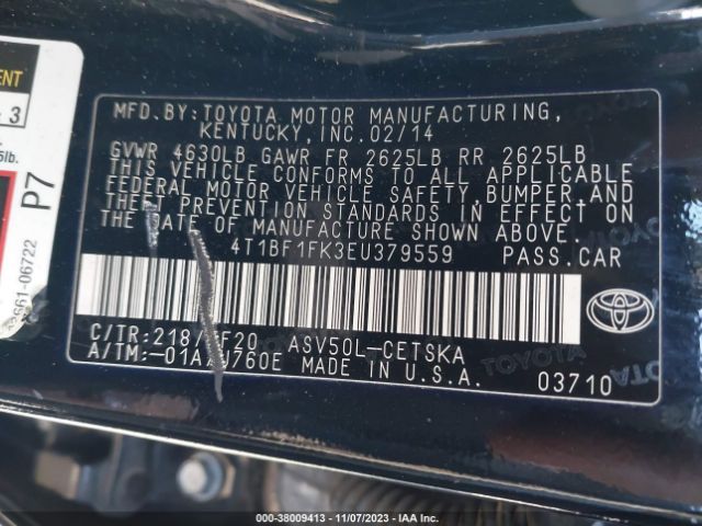 Photo 8 VIN: 4T1BF1FK3EU379559 - TOYOTA CAMRY 