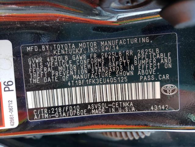 Photo 9 VIN: 4T1BF1FK3EU405125 - TOYOTA CAMRY L 