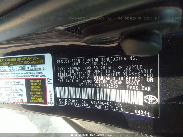 Photo 8 VIN: 4T1BF1FK3EU412222 - TOYOTA CAMRY 