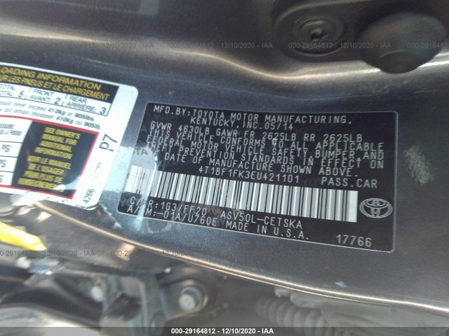 Photo 8 VIN: 4T1BF1FK3EU421101 - TOYOTA CAMRY 