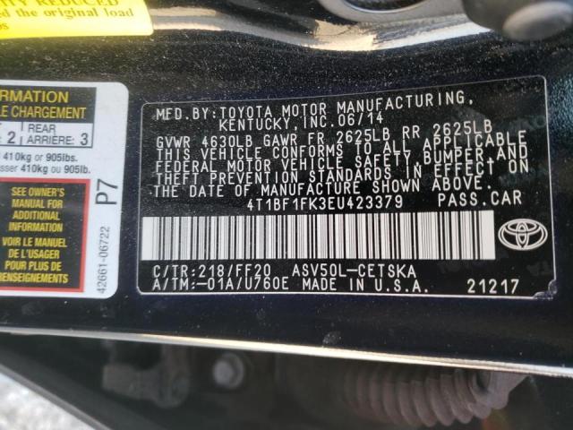 Photo 9 VIN: 4T1BF1FK3EU423379 - TOYOTA CAMRY L 