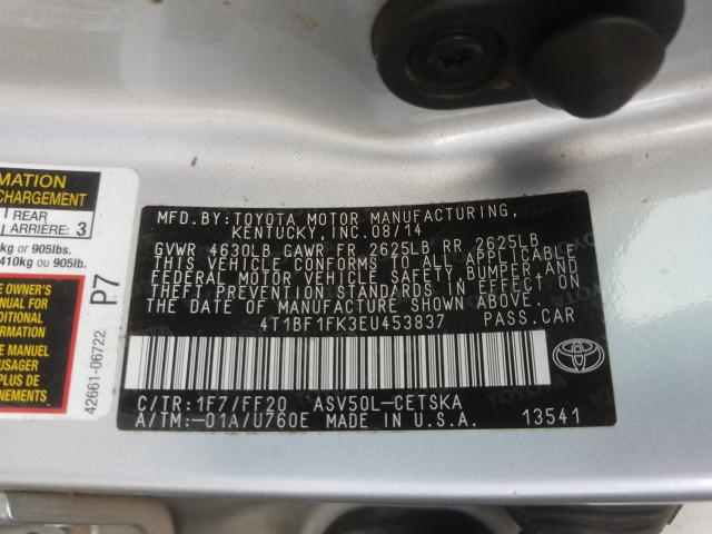 Photo 9 VIN: 4T1BF1FK3EU453837 - TOYOTA CAMRY L 