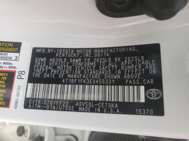 Photo 9 VIN: 4T1BF1FK3EU455331 - TOYOTA CAMRY L 