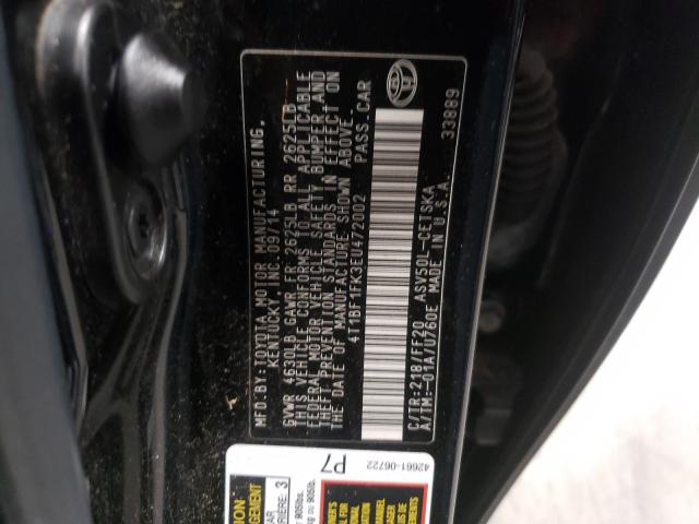 Photo 9 VIN: 4T1BF1FK3EU472002 - TOYOTA CAMRY L 